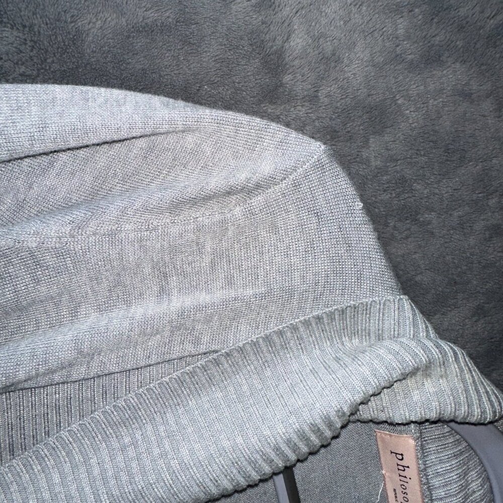 Philosophy Cowl Neck Women's Light Heathered Gray Long Sleeve Cardigan Women's M - Picture 7 of 15